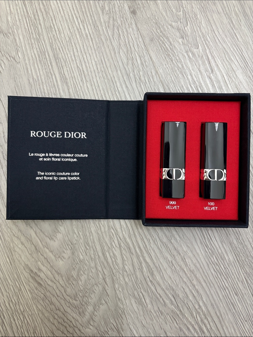 Dior Rouge Lipstick Duo - Black Tubes with Red Insert